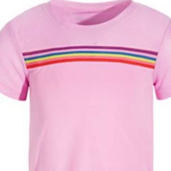 NEW ID Ideology Little Girls Multi-Stripe Shirt Sweet Alyssum pink, Tee shirt 6X - Picture 3 of 5